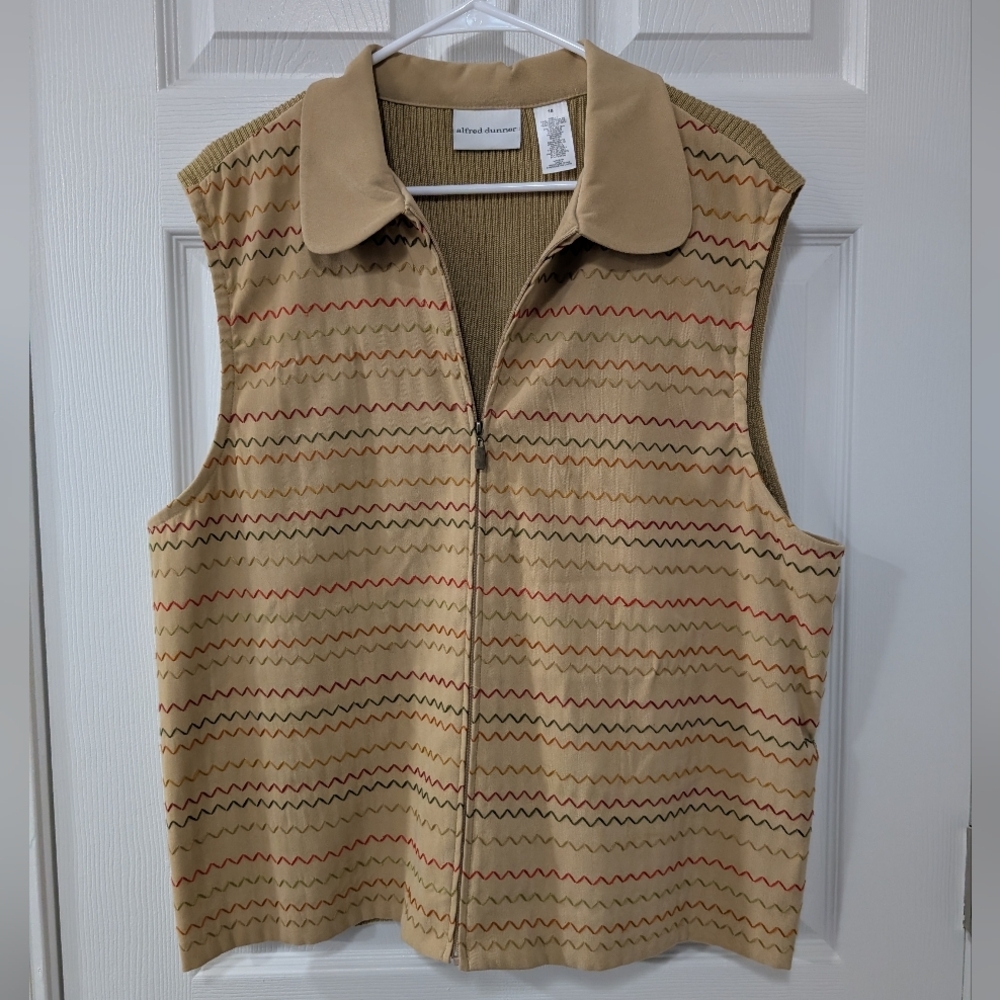 Alfred Dunner, Women's 18, Retro, Striped Vest, Ribbed‎ Sweater Back
